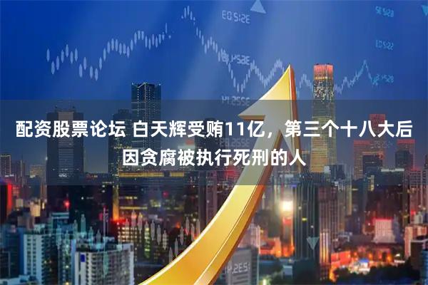 配资股票论坛 白天辉受贿11亿，第三个十八大后因贪腐被执行死刑的人
